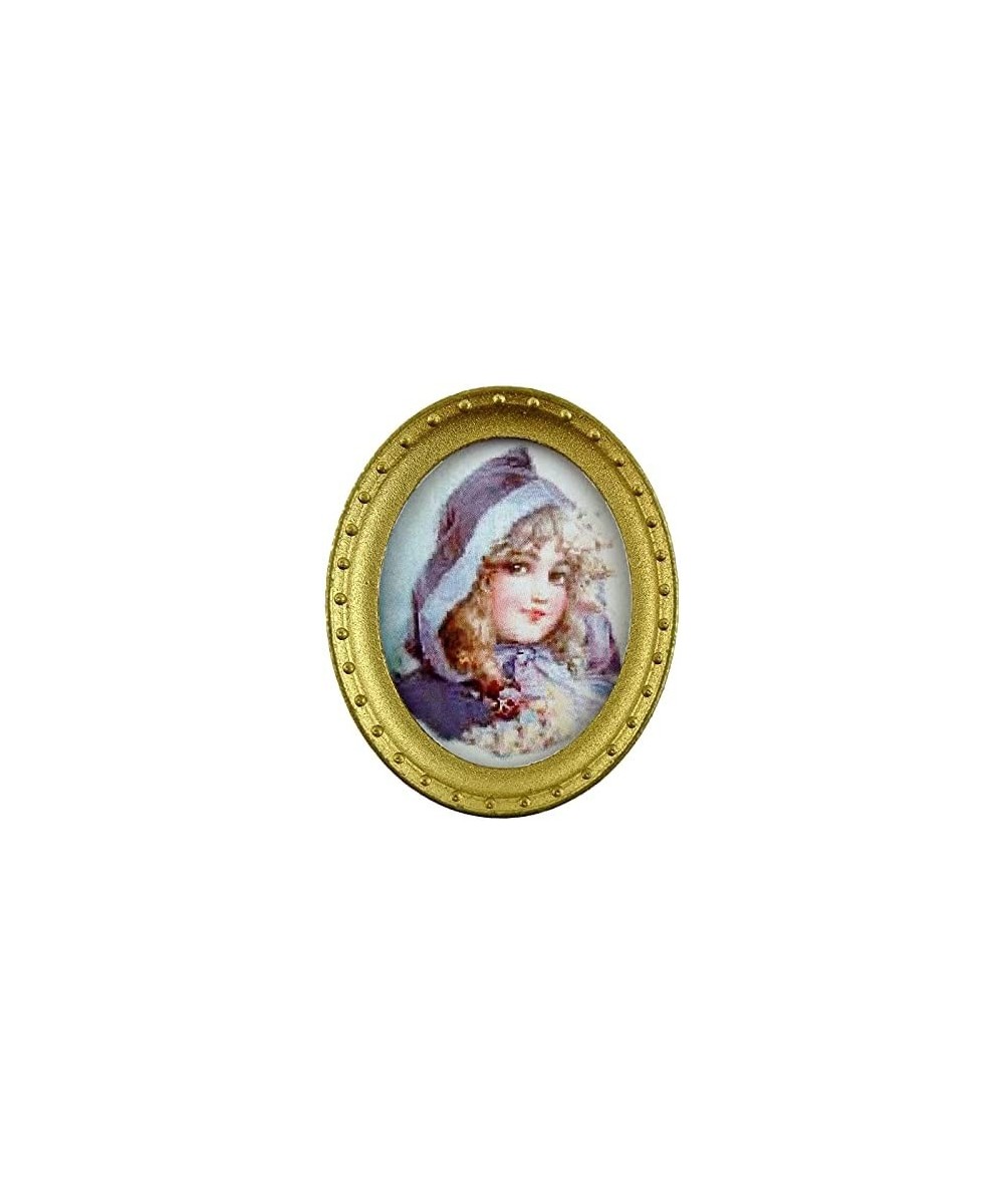 House Miniature Accessory Young Girl Portrait Picture in Oval Gold Frame B $17.31 - Dollhouse Accessories