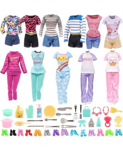 40 Pack for 11.5 Inch Girl Doll Accessories with 3 pcs Daily Clothes 3 pcs Pajamas 9 pcs Makeup 15 pcs Kitchenware and 10 Pai...