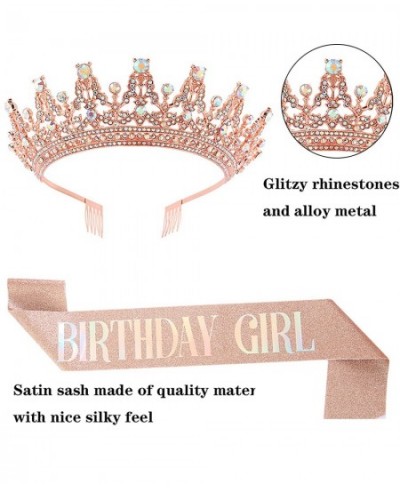 Birthday Sash and Tiara Kit Birthday Girl Sash and Birthday Queen Rhinestone Crown Rose Gold Sash and Rose Gold Crystal Tiara...