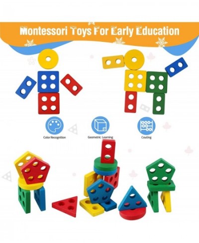 Montessori Toys for 1 2 3 Year Old Boys Girls Toddlers Wooden Sorting Stacking Toys for Toddlers 1-3 Wooden Block Puzzles for...