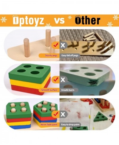 Montessori Toys for 1 2 3 Year Old Boys Girls Toddlers Wooden Sorting Stacking Toys for Toddlers 1-3 Wooden Block Puzzles for...