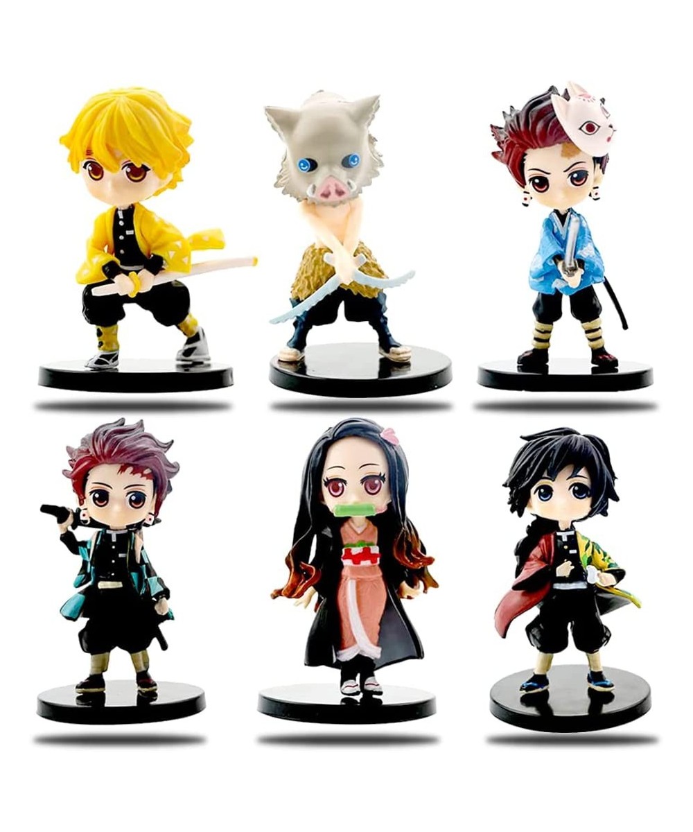 6Pcs Demon&n Slayer Action figure Cake Topper Demon Slayer Theme Party Supplies Children's Birthday Cake Decoration Halloween...