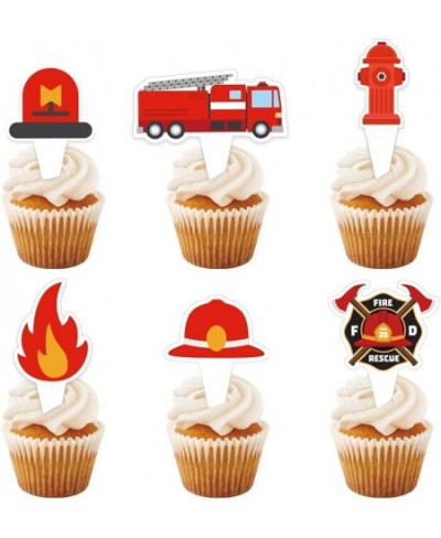 12 Pcs Fire Truck Cupcake Toppers Firetruck Theme Birthday Baby Shower Party Decorations Fireman Birthday Decors Fire Engine ...