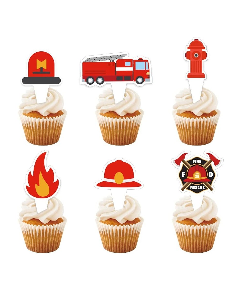 12 Pcs Fire Truck Cupcake Toppers Firetruck Theme Birthday Baby Shower Party Decorations Fireman Birthday Decors Fire Engine ...