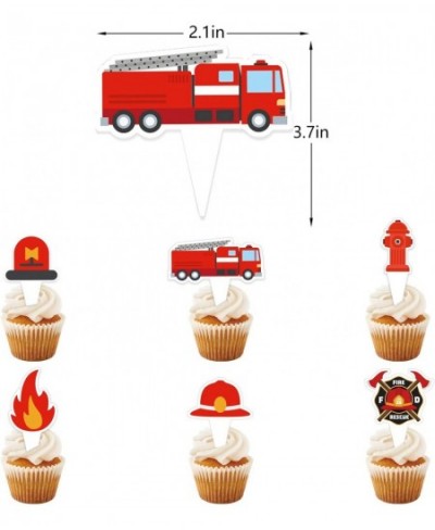 12 Pcs Fire Truck Cupcake Toppers Firetruck Theme Birthday Baby Shower Party Decorations Fireman Birthday Decors Fire Engine ...