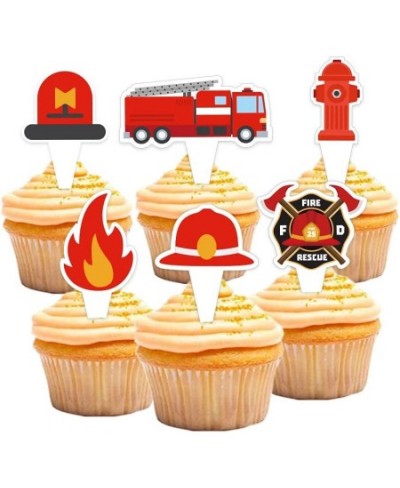 12 Pcs Fire Truck Cupcake Toppers Firetruck Theme Birthday Baby Shower Party Decorations Fireman Birthday Decors Fire Engine ...