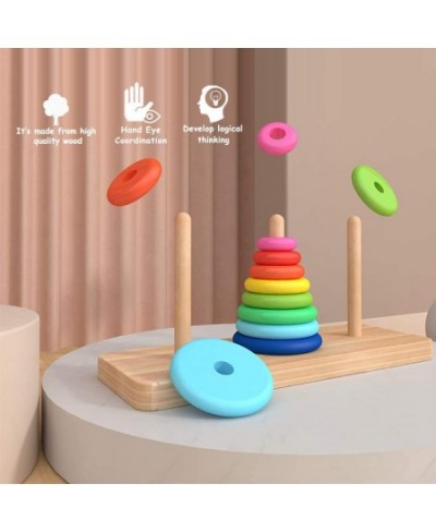 Wooden Towers of Hanoi (8 Rings) Rainbow Blocks Toy with Storage Box for Kids 3 Years and Up $25.74 - Early Development & Act...