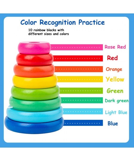 Wooden Towers of Hanoi (8 Rings) Rainbow Blocks Toy with Storage Box for Kids 3 Years and Up $25.74 - Early Development & Act...