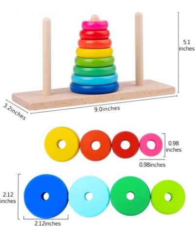 Wooden Towers of Hanoi (8 Rings) Rainbow Blocks Toy with Storage Box for Kids 3 Years and Up $25.74 - Early Development & Act...