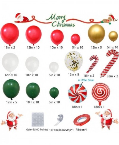 Christmas Balloon Garland Arch Kit with Red White Golden Dark Green Balloons Candy Foil Balloons Candy Cane Balloons Gold Seq...