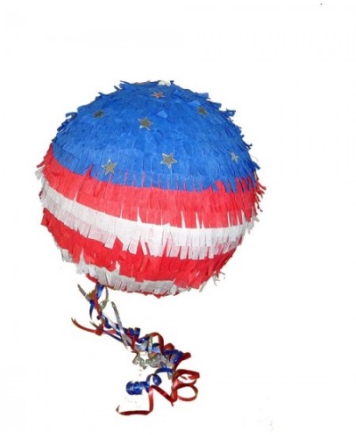 CTT PATRIOTIC AMERICAN FLAG COLORS 11" ROUND 4TH OF JULY 3D PINATA - DECORATION RED BLUE AND WHITE PARTY INDEPENDANCE DAY PIÑ...