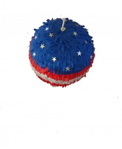 CTT PATRIOTIC AMERICAN FLAG COLORS 11" ROUND 4TH OF JULY 3D PINATA - DECORATION RED BLUE AND WHITE PARTY INDEPENDANCE DAY PIÑ...