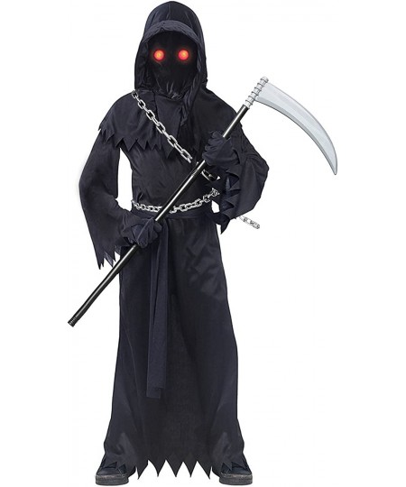 Grim Reaper Costume Kids Scary Costumes with Glowing Red Eyes Halloween Cosplay with Plastic Toys for Boys Girls $47.70 - Kid...