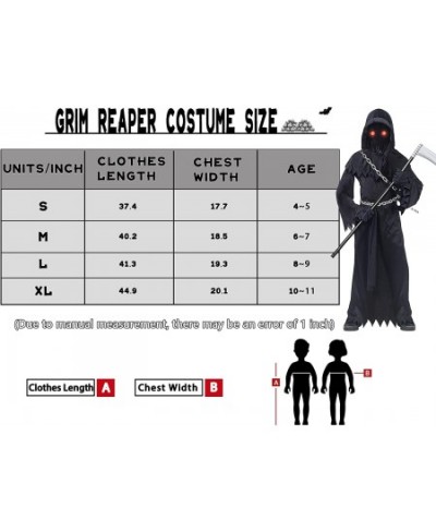 Grim Reaper Costume Kids Scary Costumes with Glowing Red Eyes Halloween Cosplay with Plastic Toys for Boys Girls $47.70 - Kid...