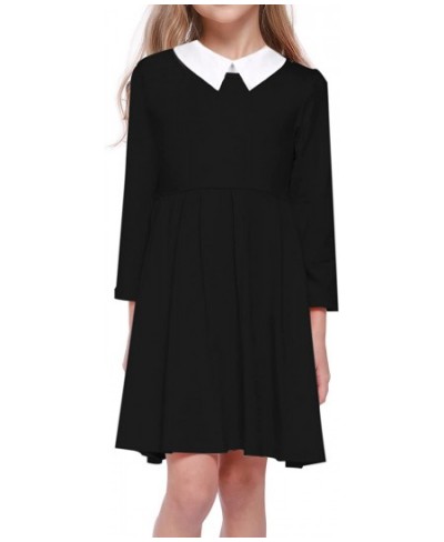 Girls Black Halloween Halloween Peter Pan Collar Dress Clothes Kids Cotton Long Sleeve Twirly Dress Size 5-12 Years $38.50 - ...