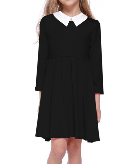 Girls Black Halloween Halloween Peter Pan Collar Dress Clothes Kids Cotton Long Sleeve Twirly Dress Size 5-12 Years $38.50 - ...