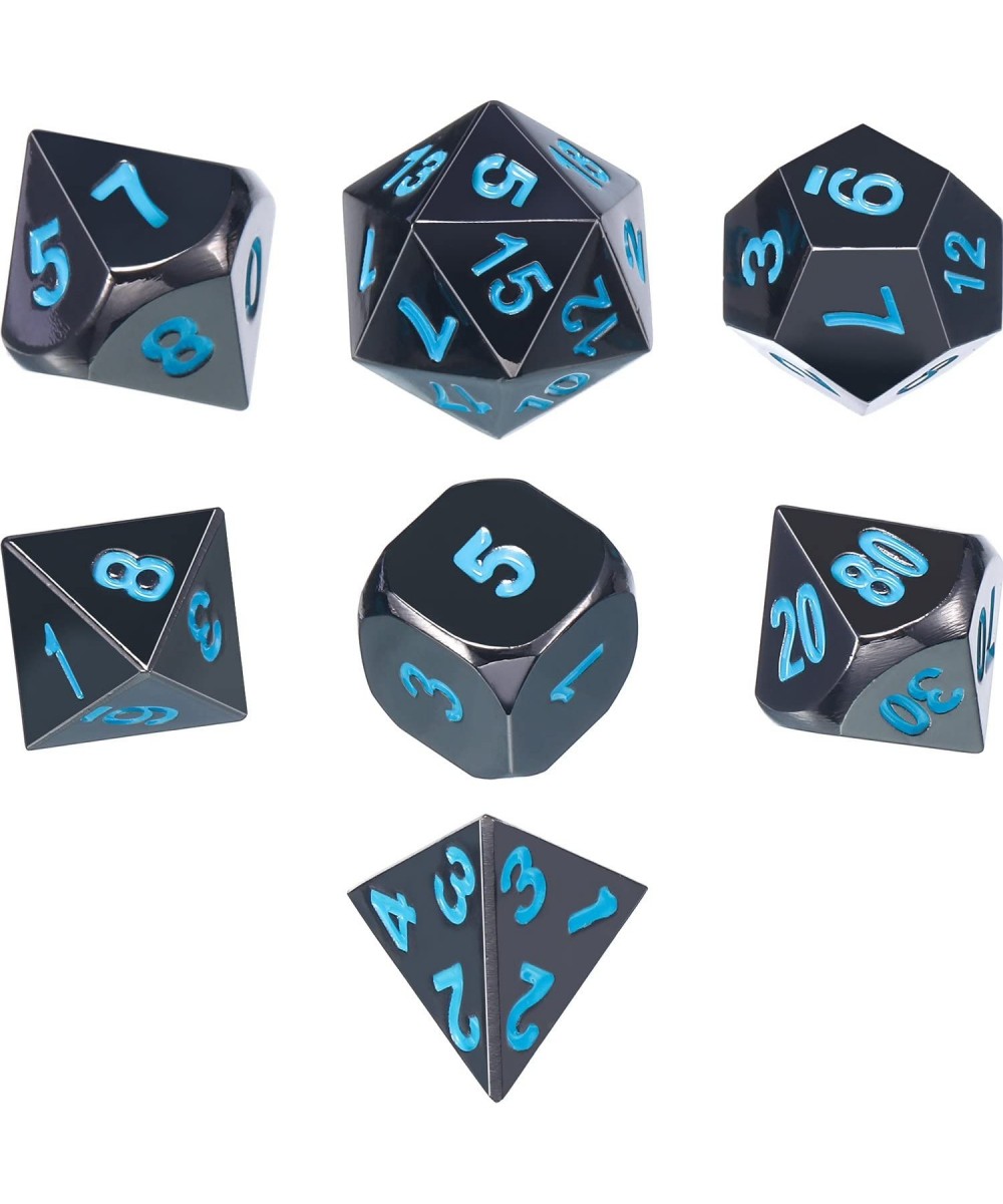 7 Die Metal Polyhedral Dice Set DND Role Playing Game Dice Set with Storage Bag for RPG Dungeons and Dragons D&D Math Teachin...