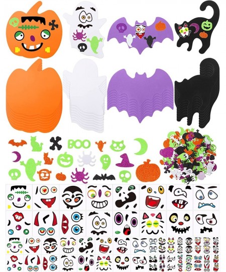 234 Pcs Halloween Foam Craft Kit Include Pumpkin Ghost Black Cat Shape Foam Craft with Halloween Foam Stickers Funny Pumpkin ...