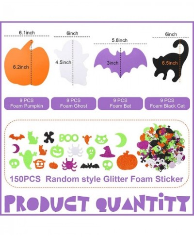 234 Pcs Halloween Foam Craft Kit Include Pumpkin Ghost Black Cat Shape Foam Craft with Halloween Foam Stickers Funny Pumpkin ...