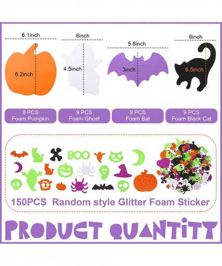 234 Pcs Halloween Foam Craft Kit Include Pumpkin Ghost Black Cat Shape Foam Craft with Halloween Foam Stickers Funny Pumpkin ...