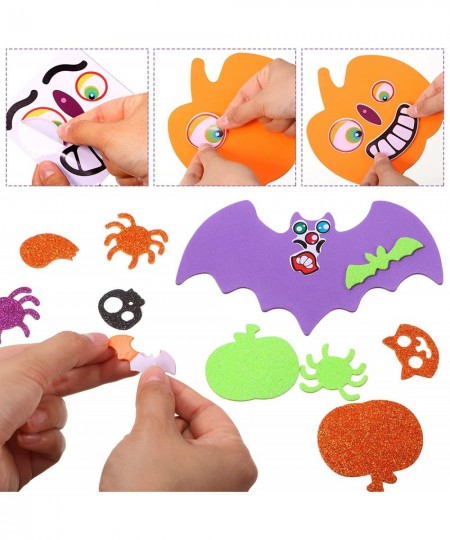 234 Pcs Halloween Foam Craft Kit Include Pumpkin Ghost Black Cat Shape Foam Craft with Halloween Foam Stickers Funny Pumpkin ...