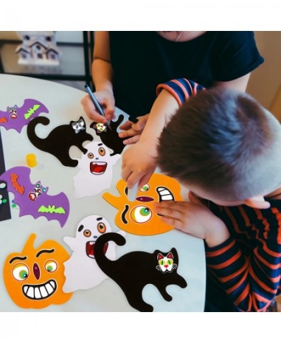 234 Pcs Halloween Foam Craft Kit Include Pumpkin Ghost Black Cat Shape Foam Craft with Halloween Foam Stickers Funny Pumpkin ...