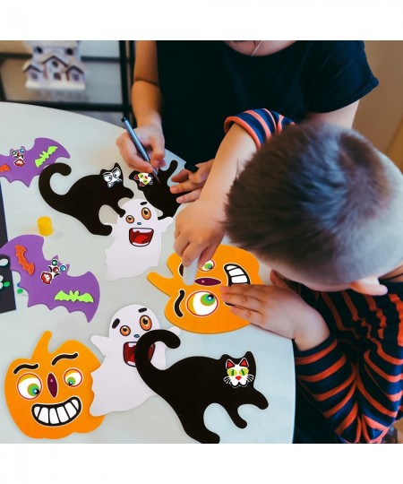 234 Pcs Halloween Foam Craft Kit Include Pumpkin Ghost Black Cat Shape Foam Craft with Halloween Foam Stickers Funny Pumpkin ...