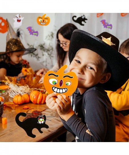 234 Pcs Halloween Foam Craft Kit Include Pumpkin Ghost Black Cat Shape Foam Craft with Halloween Foam Stickers Funny Pumpkin ...