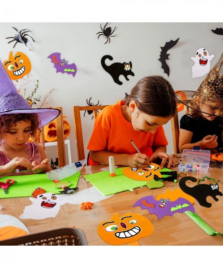 234 Pcs Halloween Foam Craft Kit Include Pumpkin Ghost Black Cat Shape Foam Craft with Halloween Foam Stickers Funny Pumpkin ...