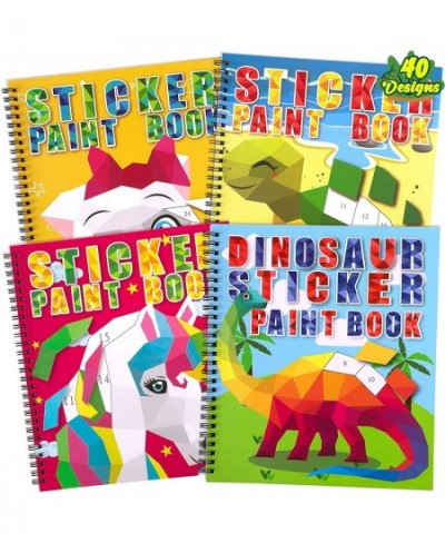 4PCS Crafts for Kids Ages 4-8 Sticker Paint Books - Includes Unicorn Dinosaur Llama and More Animal Designs Gift Party Create...