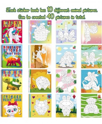 4PCS Crafts for Kids Ages 4-8 Sticker Paint Books - Includes Unicorn Dinosaur Llama and More Animal Designs Gift Party Create...