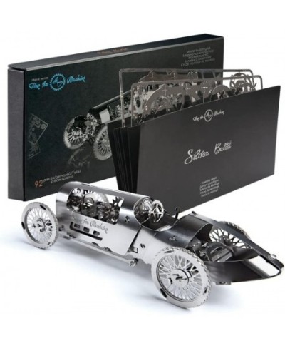 Model Car Kit - 3D Model kit Silver Bullet - Moving Wind-Up Retro Car Model | 3D Puzzle for Adults - Metal DIY Kit | Beautifu...