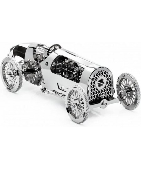 Model Car Kit - 3D Model kit Silver Bullet - Moving Wind-Up Retro Car Model | 3D Puzzle for Adults - Metal DIY Kit | Beautifu...