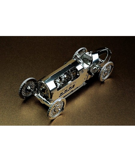 Model Car Kit - 3D Model kit Silver Bullet - Moving Wind-Up Retro Car Model | 3D Puzzle for Adults - Metal DIY Kit | Beautifu...