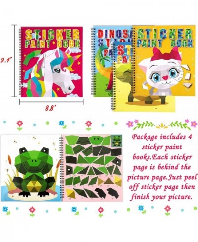 4PCS Crafts for Kids Ages 4-8 Sticker Paint Books - Includes Unicorn Dinosaur Llama and More Animal Designs Gift Party Create...