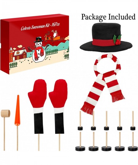 16Pcs Snowman Kit Build a Snowman Kit Snowman Decorating Making Kit Winter Outdoor Fun Toys for Kids (Red & White Scarf) $25....