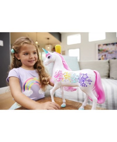 Dreamtopia Brush 'n Sparkle Unicorn with Lights and Sounds White with Pink Mane and Tail Gift for 3 to 7 Year Olds [Amazon Ex...