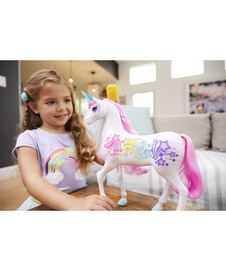 Dreamtopia Brush 'n Sparkle Unicorn with Lights and Sounds White with Pink Mane and Tail Gift for 3 to 7 Year Olds [Amazon Ex...