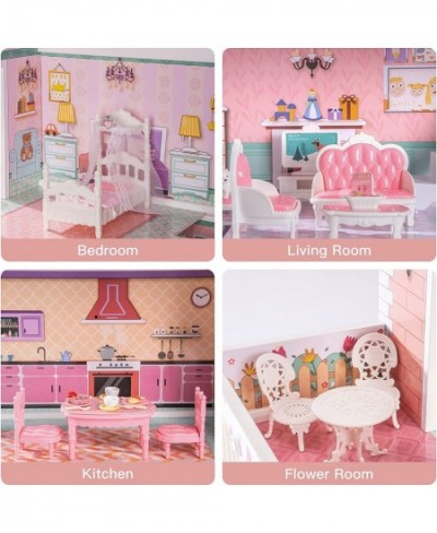 Wooden Dollhouse with Elevator 20pcs Furniture 3-Storey Preschool Toy Dollhouse for Kids Girls $129.38 - Dollhouses