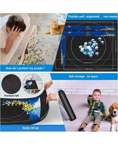 Puzzle Mat Roll Up to 2000/1500/1000 Pieces Jigsaw Mat Felt Puzzle Saver Storage and Transport Premium Pump Glue Felt Mat Inf...