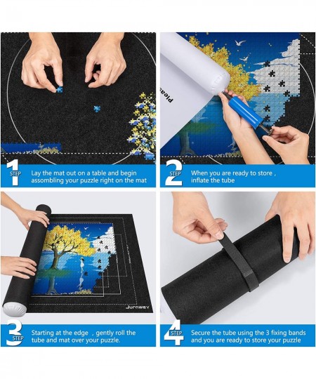 Puzzle Mat Roll Up to 2000/1500/1000 Pieces Jigsaw Mat Felt Puzzle Saver Storage and Transport Premium Pump Glue Felt Mat Inf...