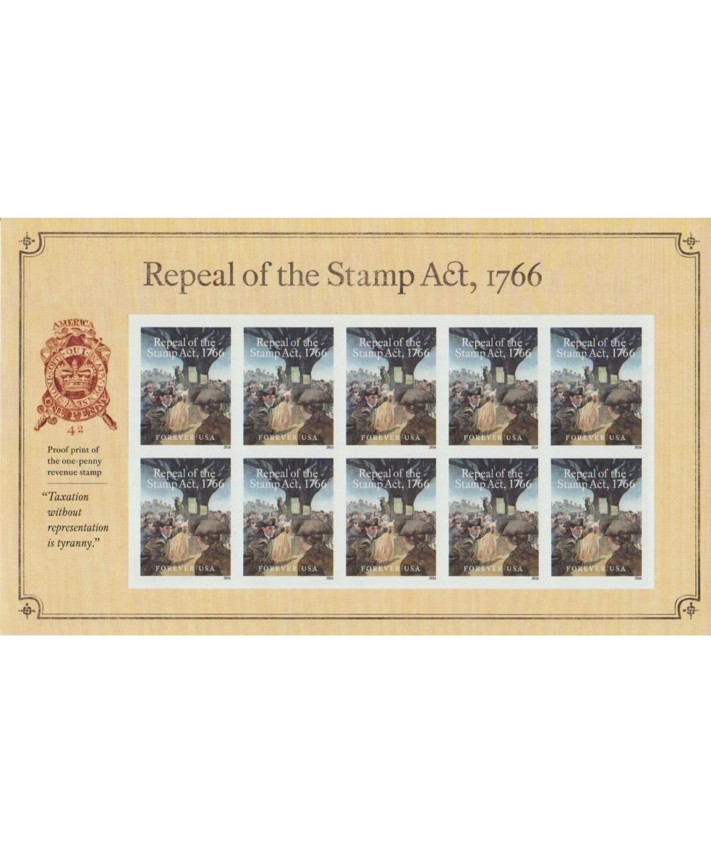 Repeal of the Stamp Act 1766 Forever Stamp Sheet of 10 $32.20 - Collectible Postage Stamps