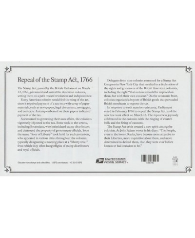 Repeal of the Stamp Act 1766 Forever Stamp Sheet of 10 $32.20 - Collectible Postage Stamps