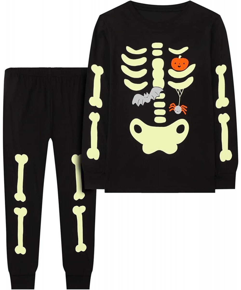 Halloween Pajamas Skeleton Glow In The Dark Pjs Halloween Costumes for Kids Toddler Newborn Baby Clothes $39.34 - Kids' Costumes