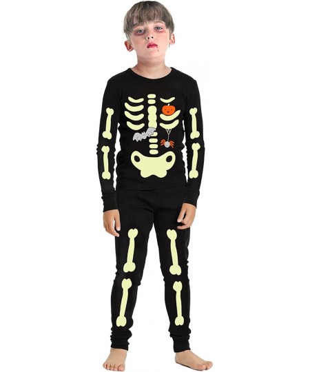 Halloween Pajamas Skeleton Glow In The Dark Pjs Halloween Costumes for Kids Toddler Newborn Baby Clothes $39.34 - Kids' Costumes