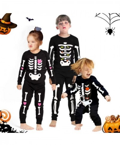 Halloween Pajamas Skeleton Glow In The Dark Pjs Halloween Costumes for Kids Toddler Newborn Baby Clothes $39.34 - Kids' Costumes