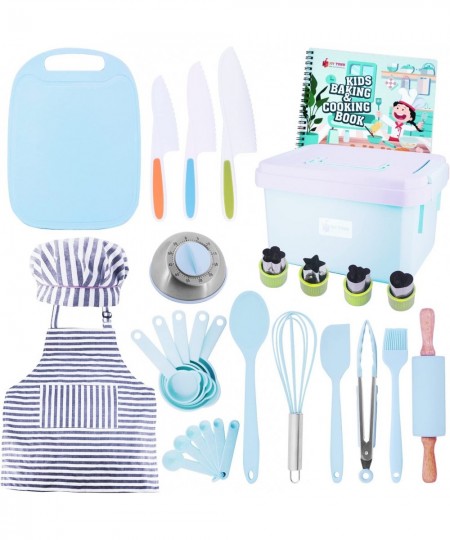 JoyTown Kids Cooking and Baking Set with Storage Case – Real Cooking Supplies with Cookbook Knives Timer Kids Baking Kit for ...