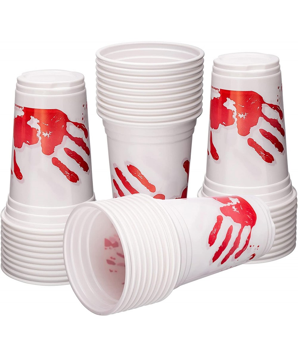 Blood Print Halloween Party Plastic Cups Set of 50 10 oz Halloween Disposable Cups Halloween Party Supplies and Drinking Deco...