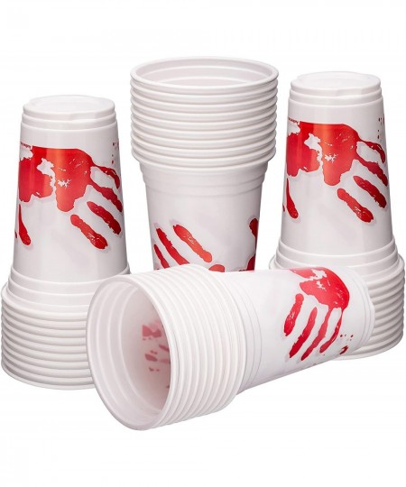 Blood Print Halloween Party Plastic Cups Set of 50 10 oz Halloween Disposable Cups Halloween Party Supplies and Drinking Deco...