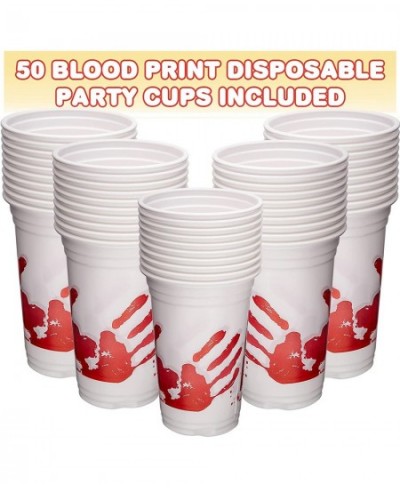 Blood Print Halloween Party Plastic Cups Set of 50 10 oz Halloween Disposable Cups Halloween Party Supplies and Drinking Deco...